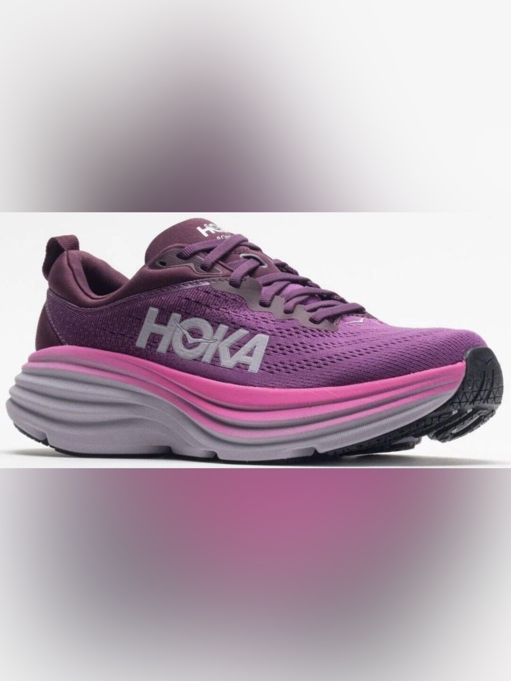 Hoka One One Bondi 8 Womens Size 9 Purple Pink Athletic Running Shoes Sneakers